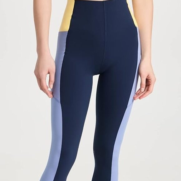 New Sweaty Betty Leggings Size L Navy Blue Power Block Ultra Sculpt Yellow NWT - Picture 10 of 10